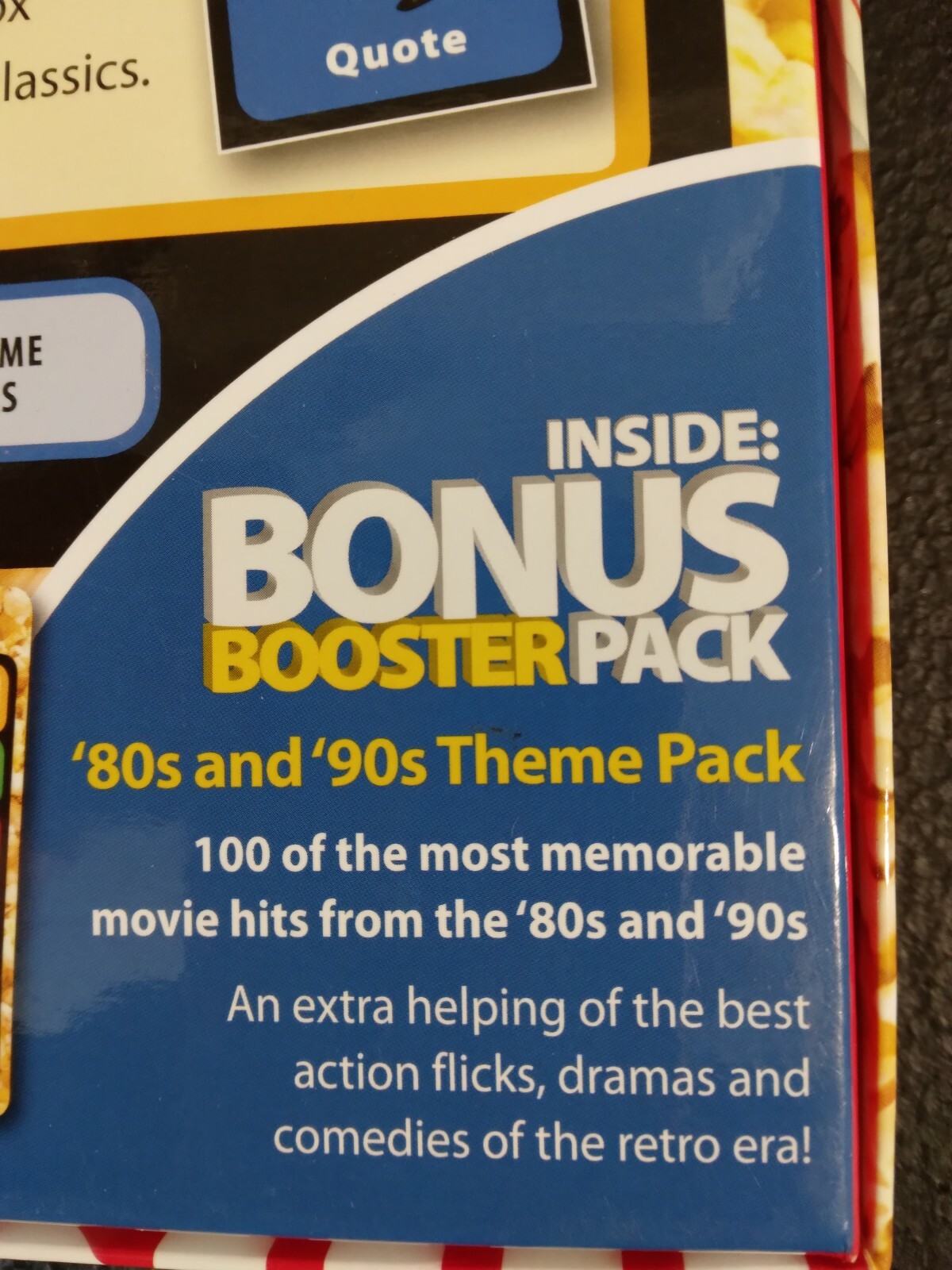 Pass The Popcorn Game Fast Paced Movie Fun Game Bonus 80’s and 90’s Theme Pack