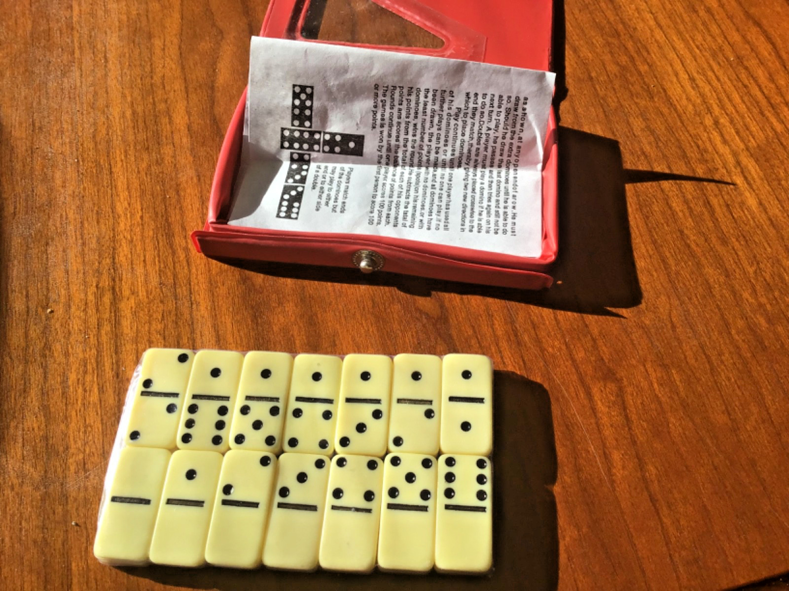 Vintage Double 6 Dominoes Travel Size New With Red Case