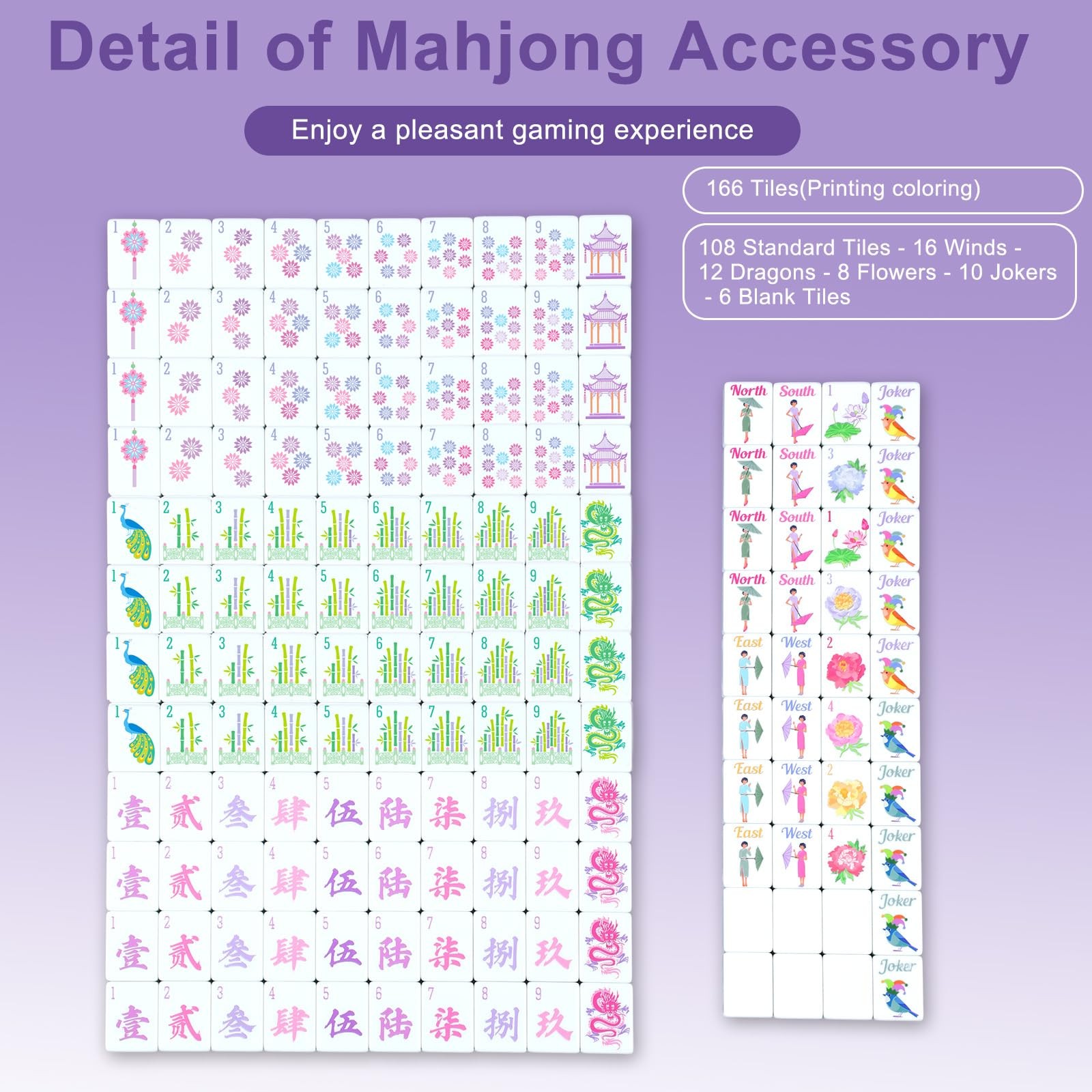 Arrowbash 160 Pcs Floral American Mahjong Set 1.2 Inch Flower Mahjong Tiles S…