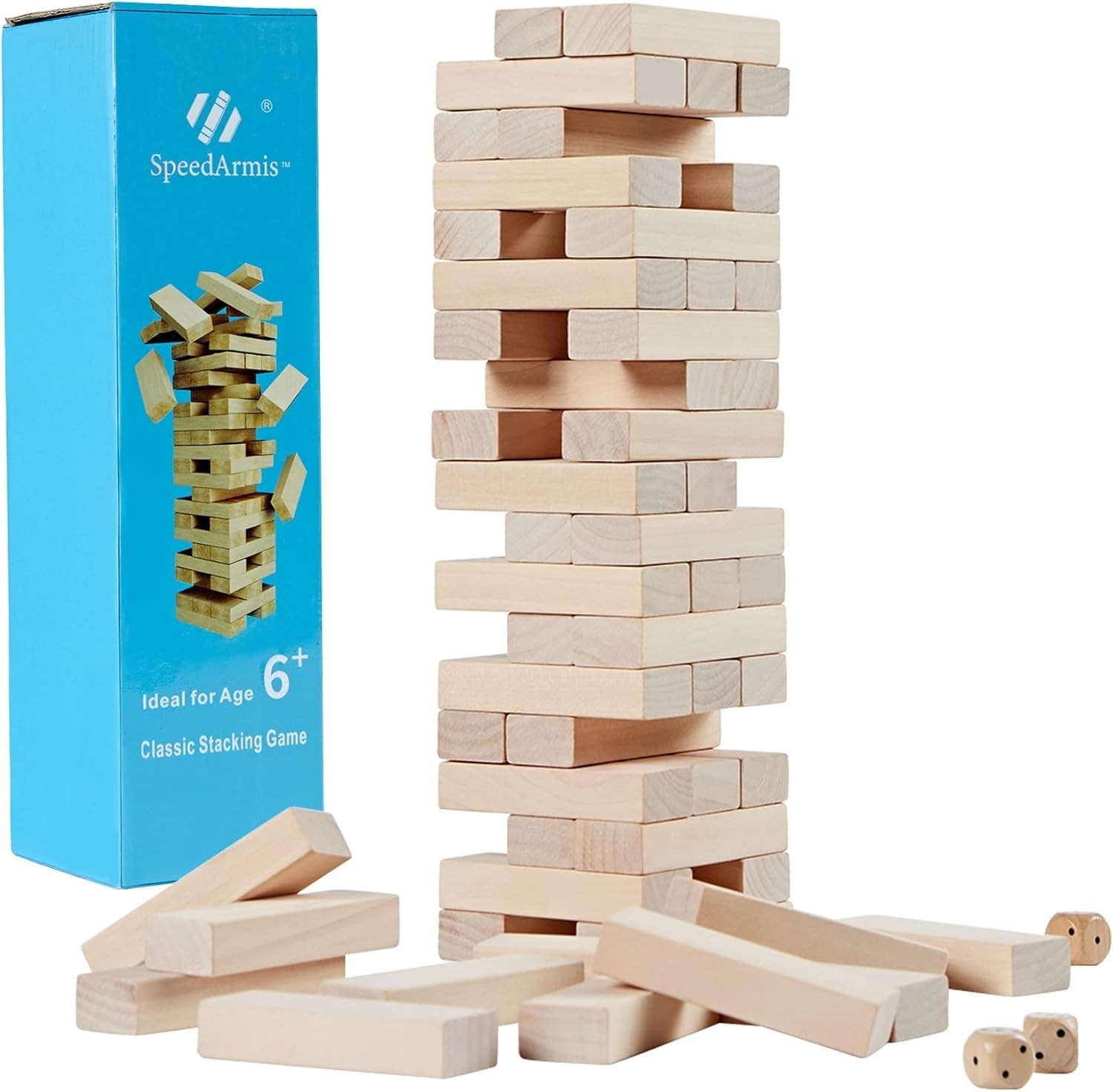 Mini Tumble Tower, 54PCS Wooden Stacking Game for Teens – Pine Stack Timber B…