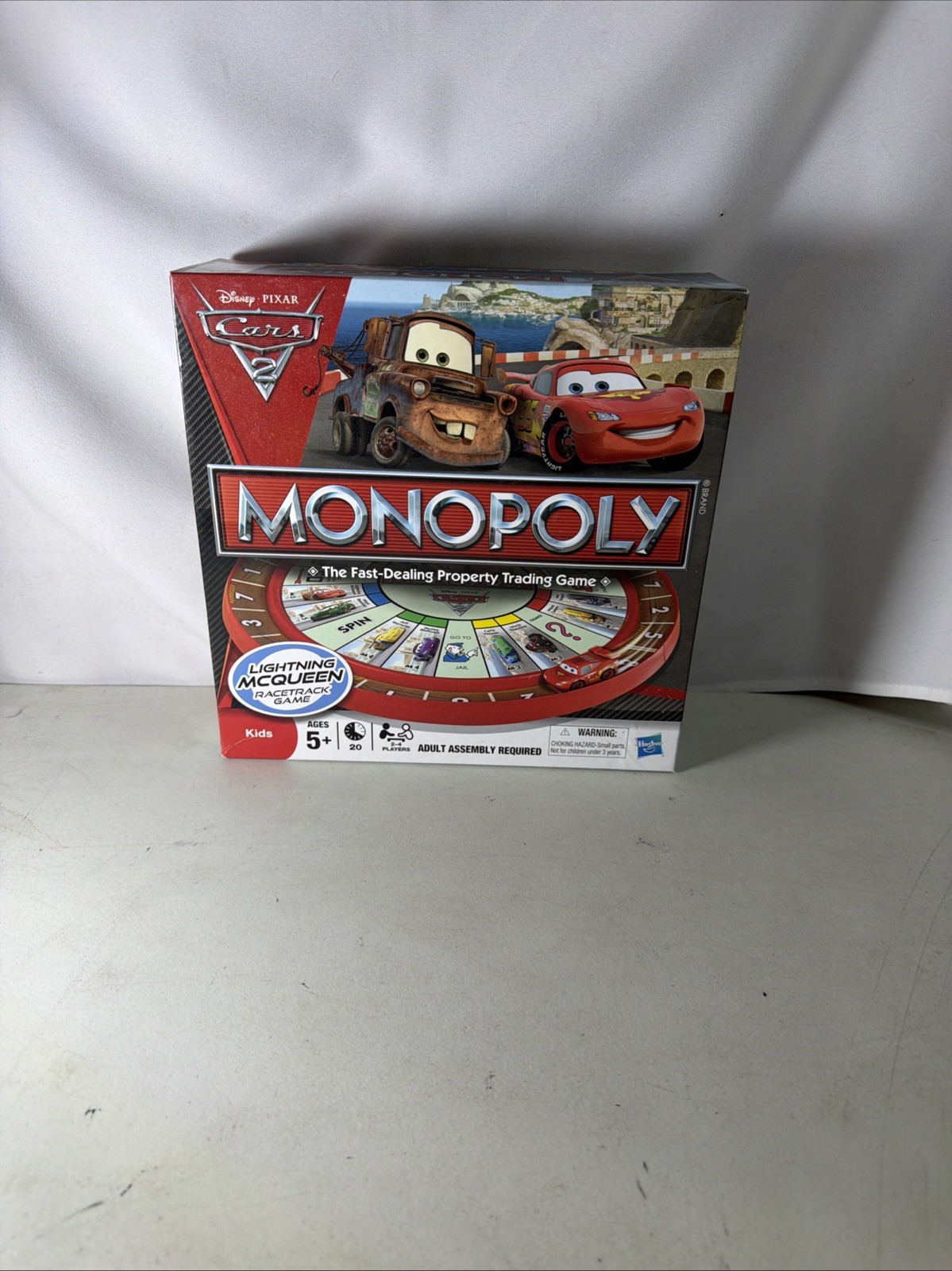 Disney Pixar Cars 2 Monopoly Game Lightning McQueen Racetrack Game COMPLETE