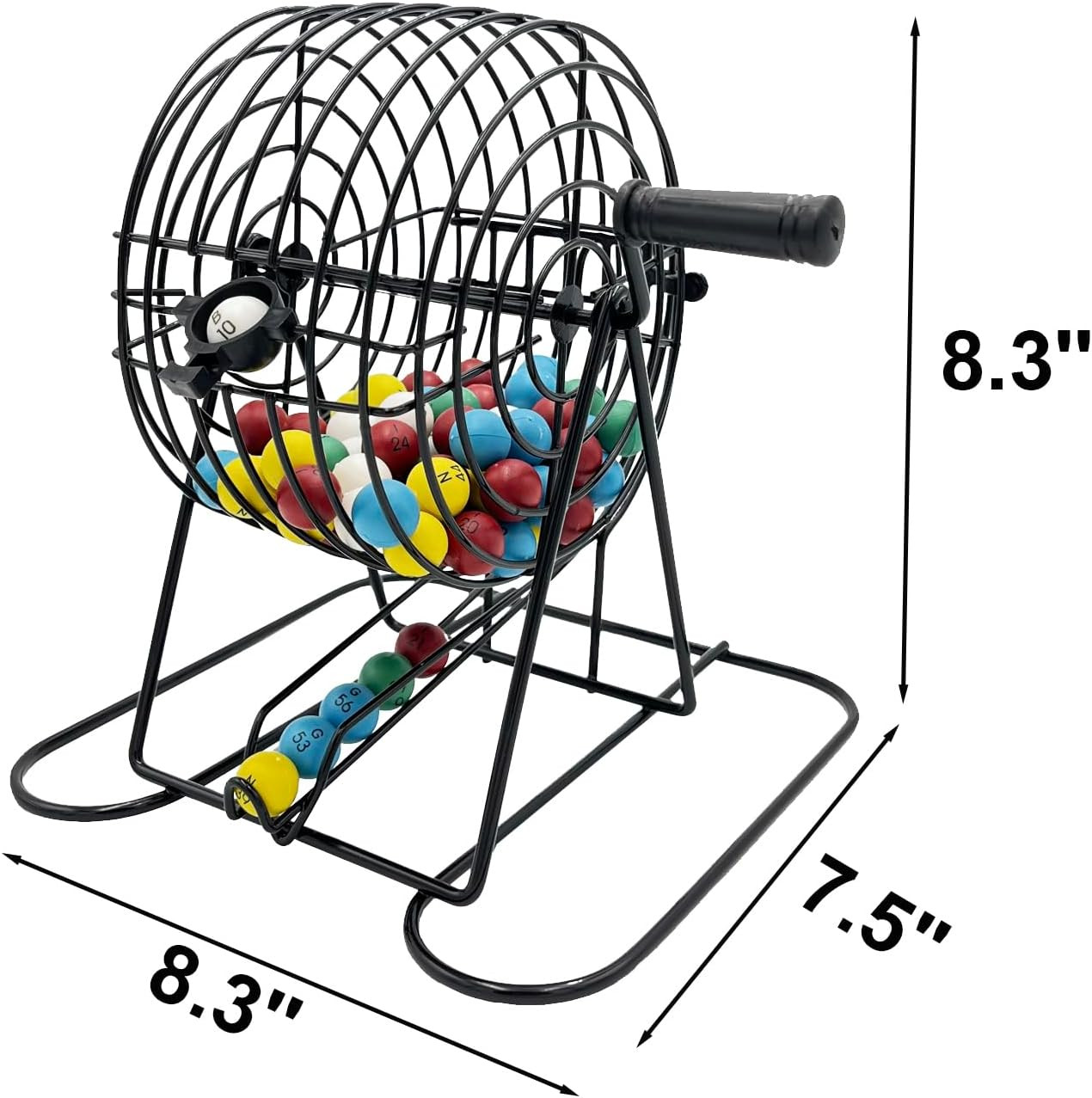 Deluxe Bingo Game Set-6 Inch Metal Cage, Master Board,75 Colored Balls, 50 Bingo