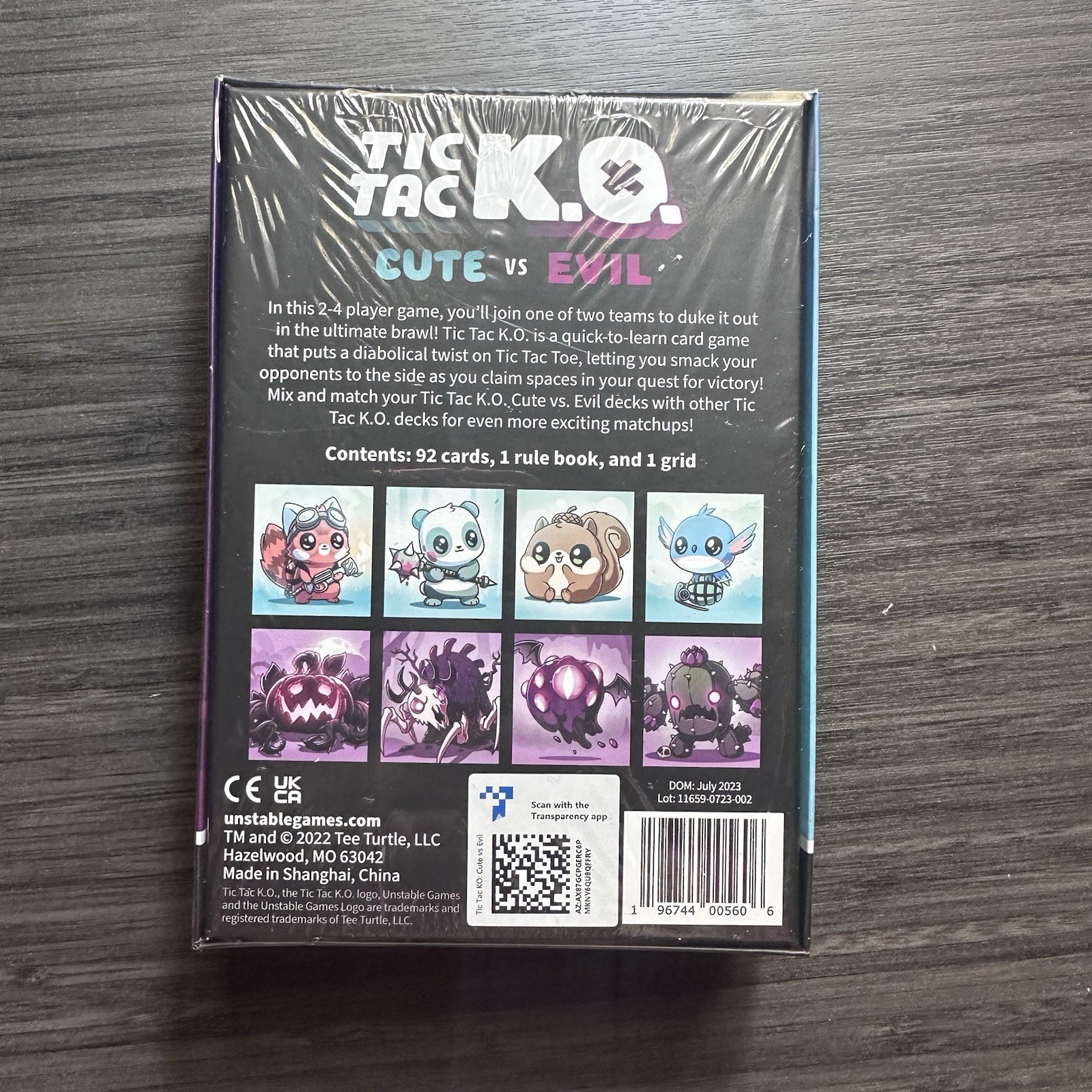Tic Tac KO Cute vs Evil Card Game 8+ K.O. 2-4 Players Unstable Games NEW