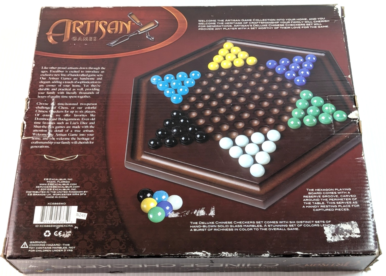 Excalibur Deluxe Wooden Chinese Checkers Mahogany Artisan Games New Gift