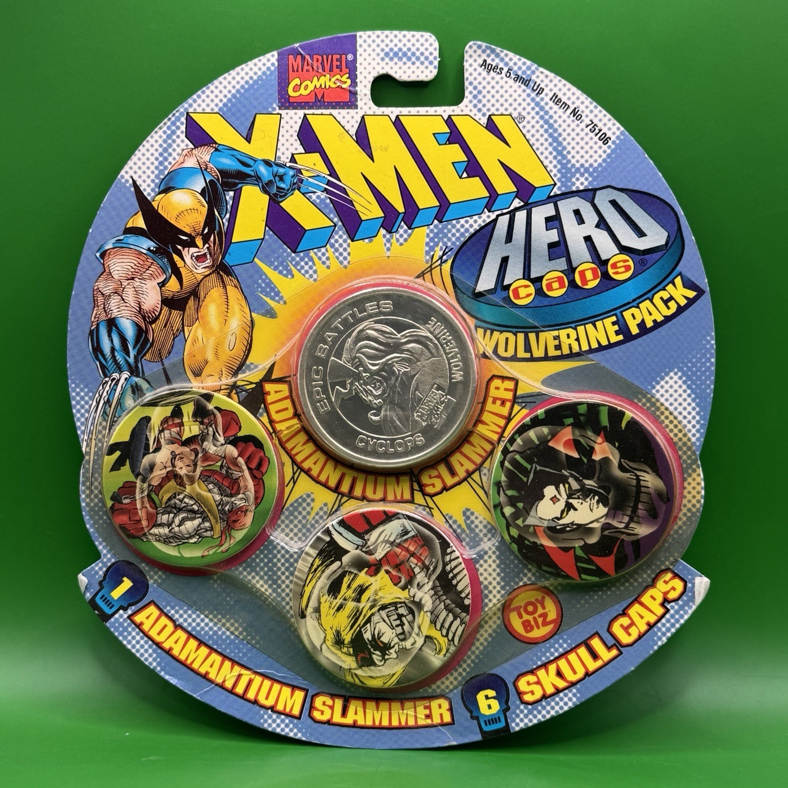 Vintage 1995 Toy Biz Marvel X-Men Hero Caps Wolverine Pack pogs NEW SEALED