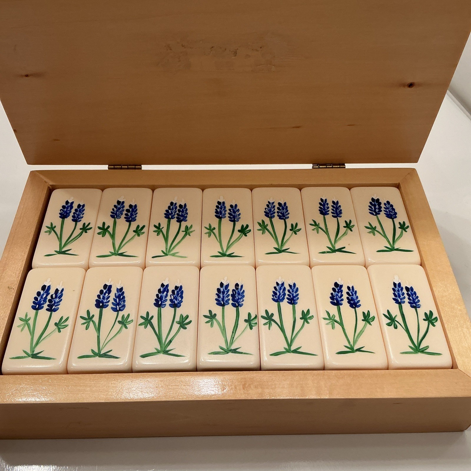 HANDPAINTED TEXAS BLUEBONNETS Extra Thick DOMINOES Texas Imagineering