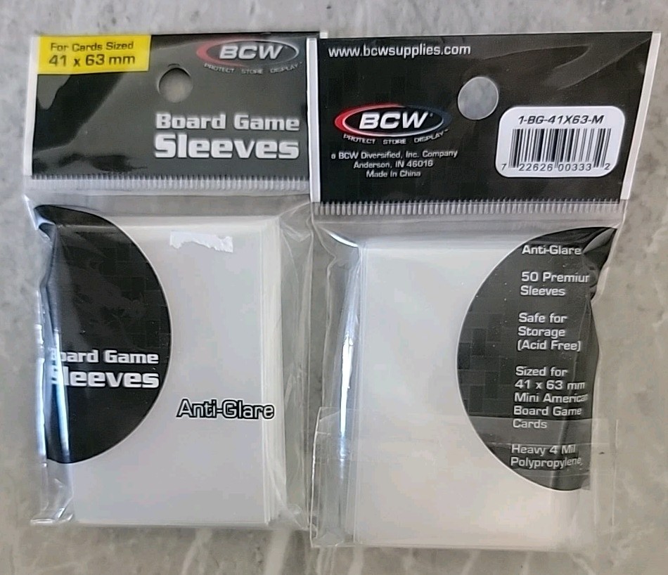 2 Pack 50 BCW 41 x 63 mm Mini American 41×63 Board Game Clear Soft Poly Sleeves