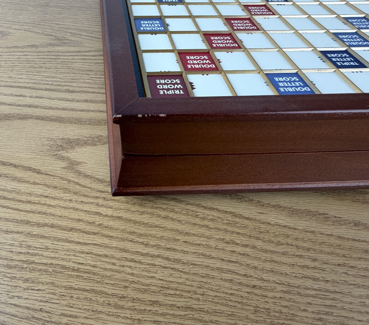 Scrabble Deluxe Classic Edition Wood Rotating Turntable Board Game Open Box
