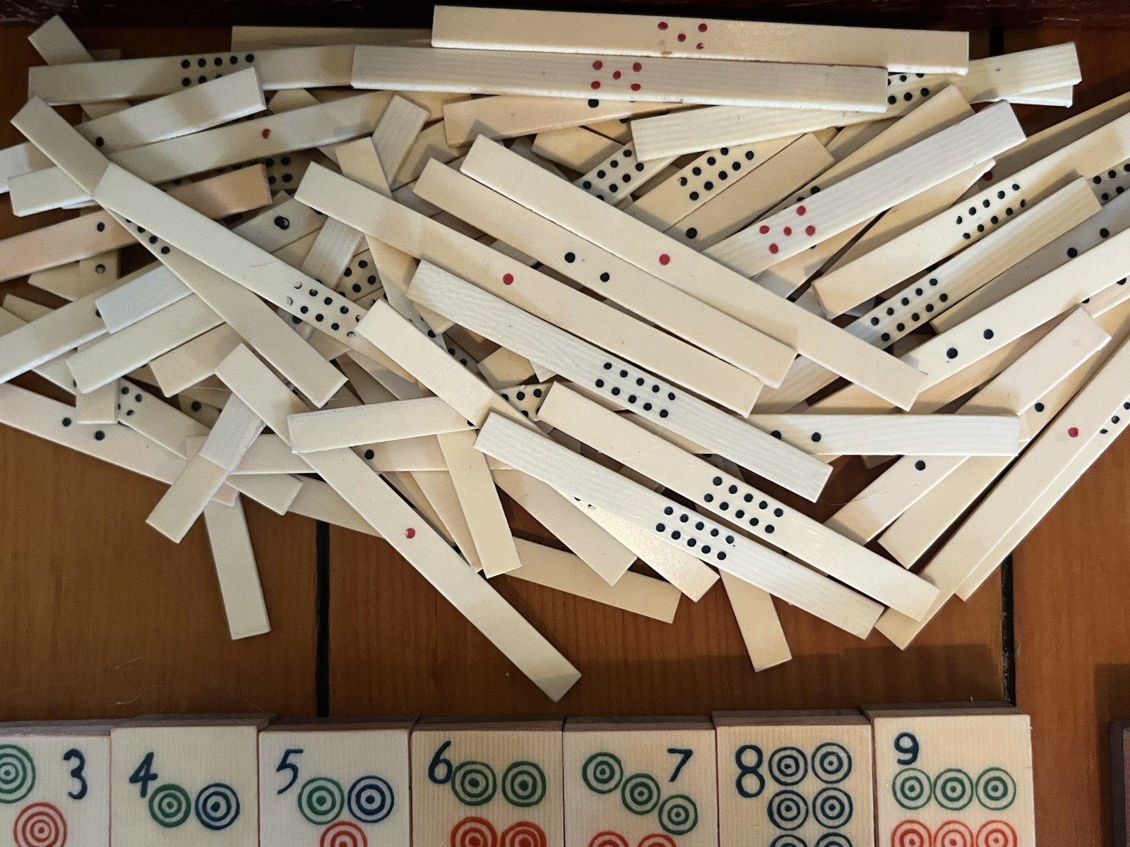 Vtg 1920s French Ivory Pyralin Mahjong Set original Box 142 tiles two-layer wood