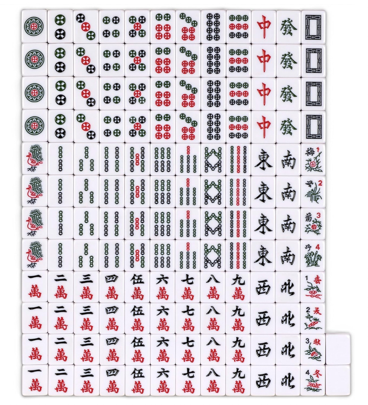 Yellow Mountain Imports Chinese Mahjong Set Rouge Heritage 146 Medium Tiles