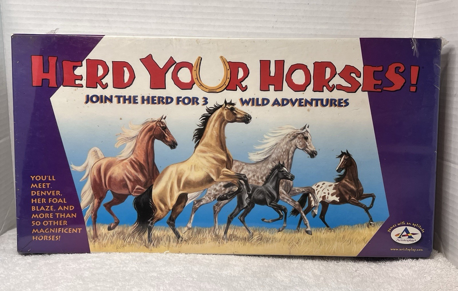 Vintage Herd Your Horses! 3 Wild Adventures Board Game 2002/Aristoplay New