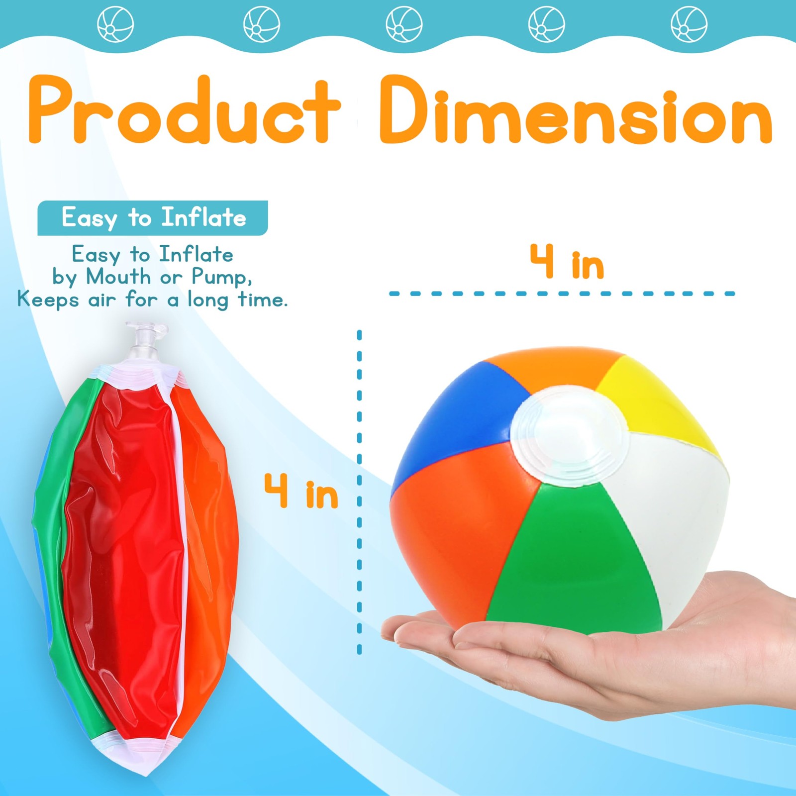Balls Beach 100 Pack Inflatable Pool Toys Party Favors Multicolor Mini Novelty