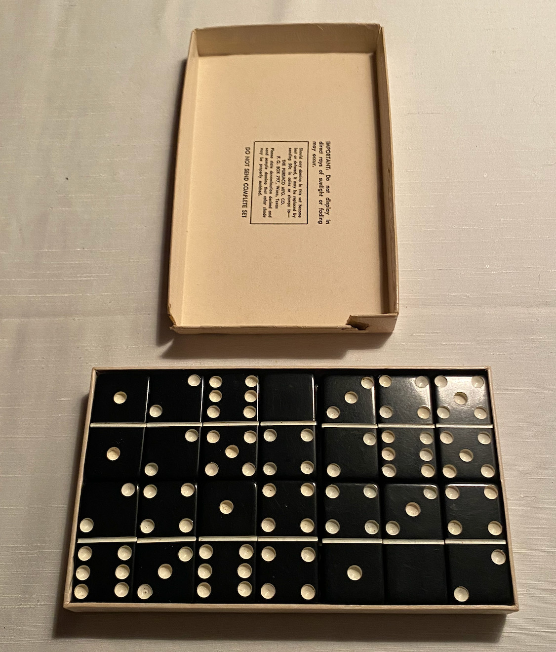 Vintage Puremco Marblelike Black Standard Dominoes No. 616 with Boxes – Lot of 2