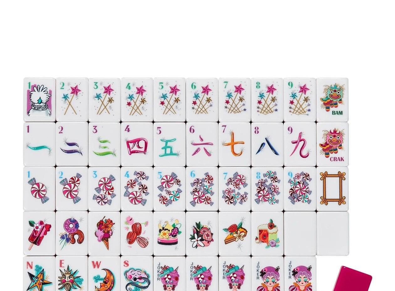 NEW! Vibrant Layered Mahjong Tiles – Full American Set 160Tiles – Rose red candy