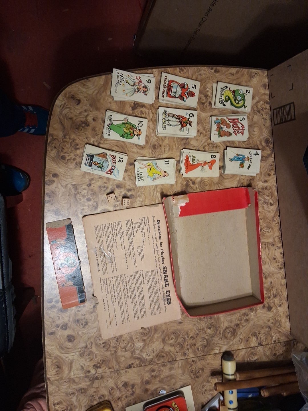 1930s SNAKE EYES 27 SELCHOW RIGHTER ALL CARDS PRESENT / 6 EACH NO CUP OR CHIPS