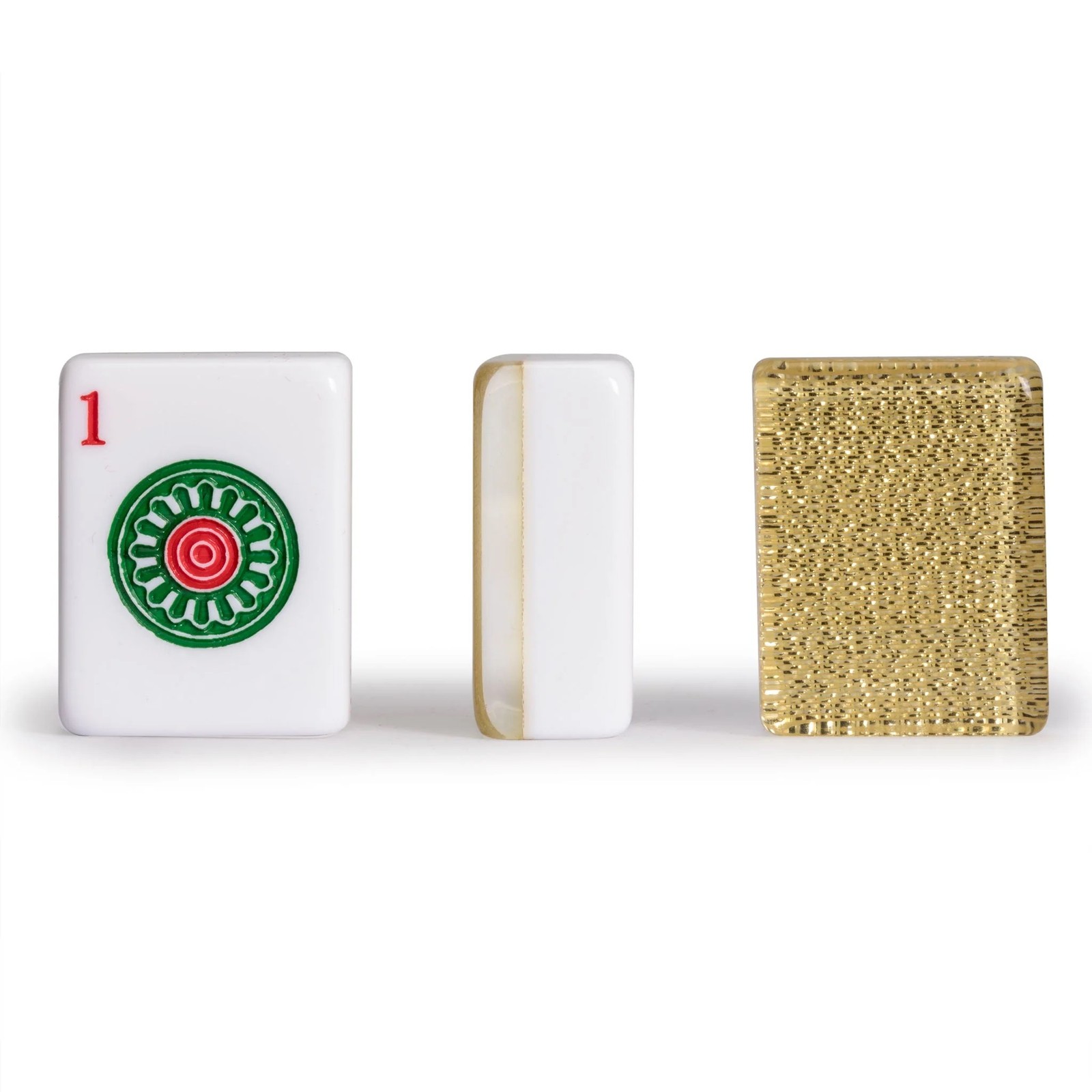 American Mahjong “Golden Fortune” Gold Glitter Tiles Wooden Case US-AF019-B New