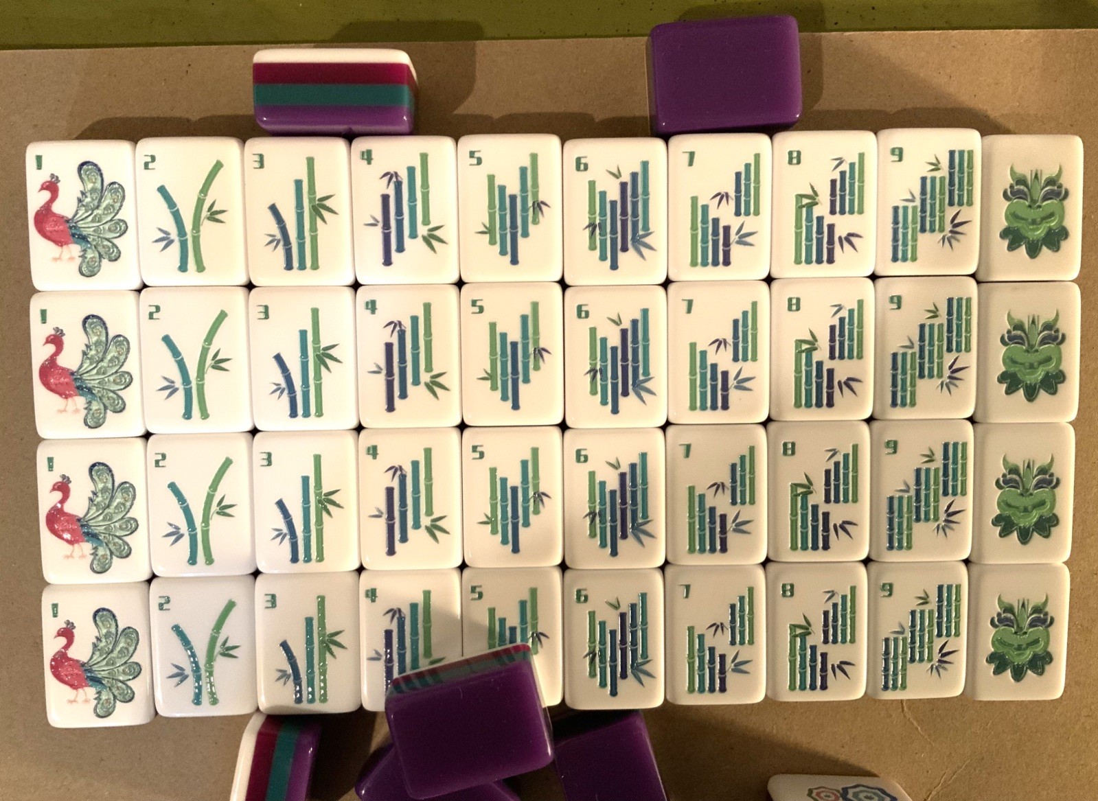 American Mahjong Tiles Deep Purple Engraved 4-Layer Acrylic