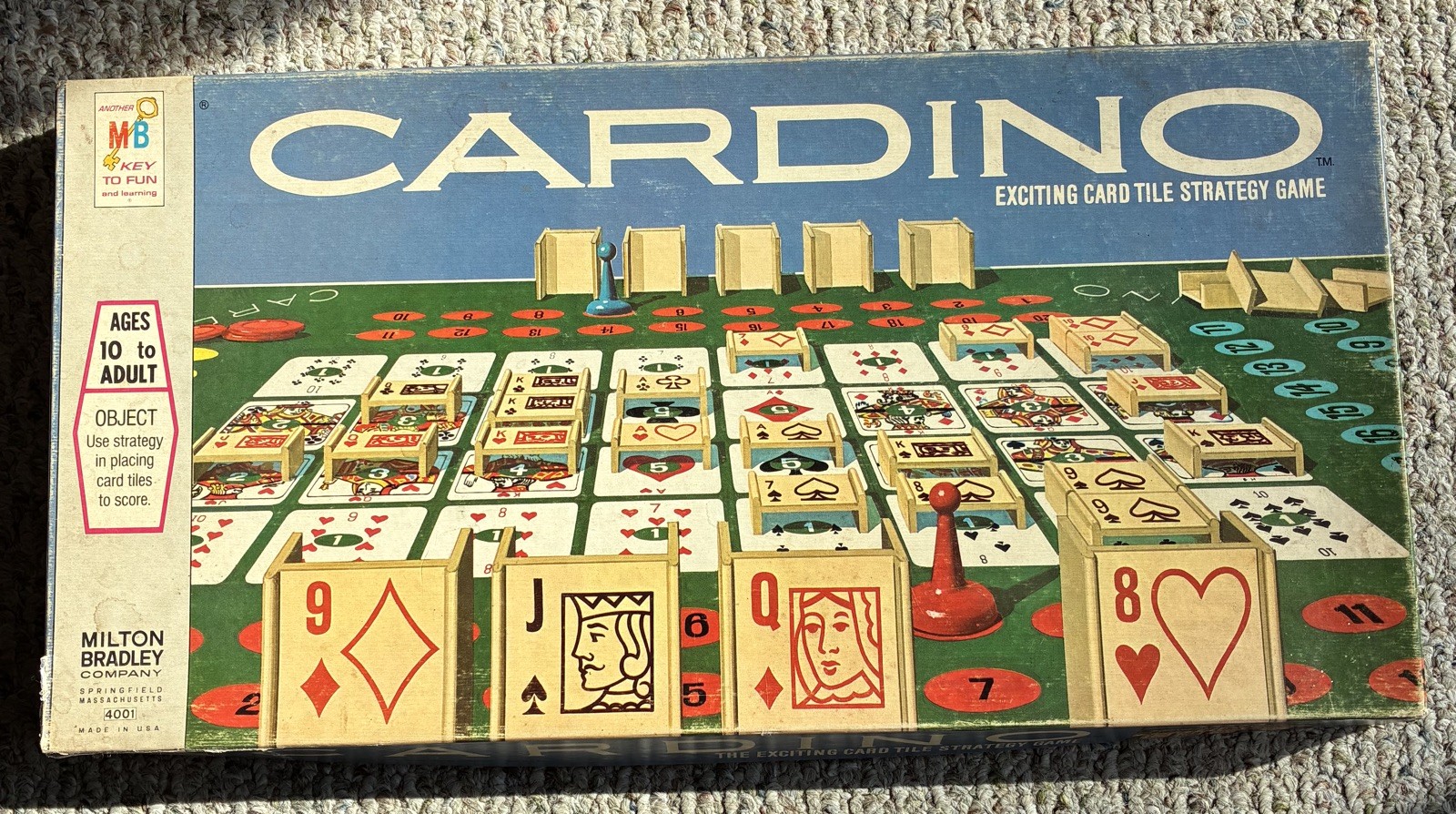 Vintage 1970 Milton Bradley CARDINO Exciting Card Tile Strategy Game! Complete