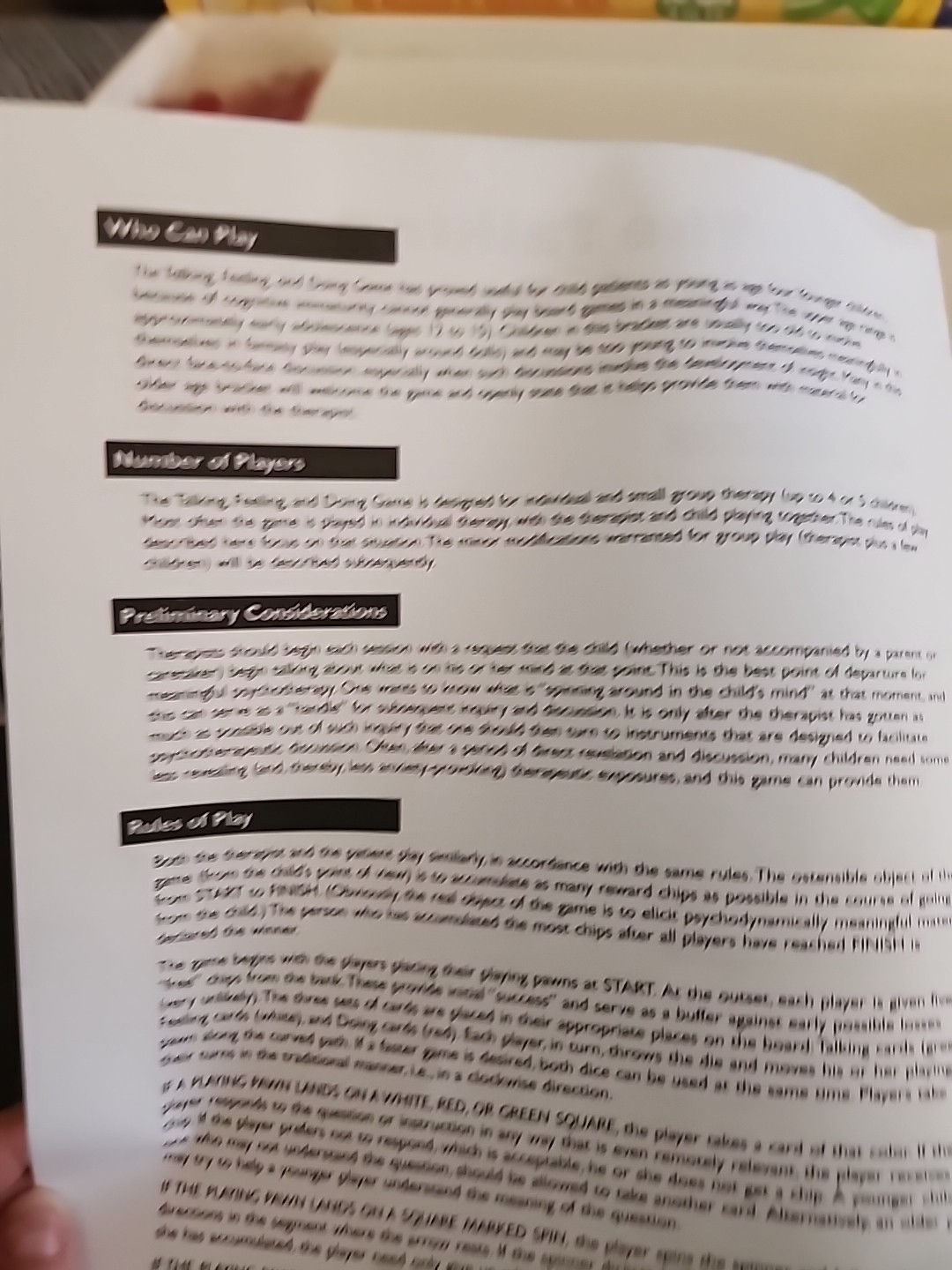 COMPLETE The Talking Feeling & Doing Game Psychotherapeutic For Children 1998