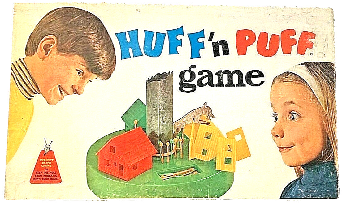 Vintage 1968 Huff ‘n Puff Schaper Board Game Complete with Original Pins Rare