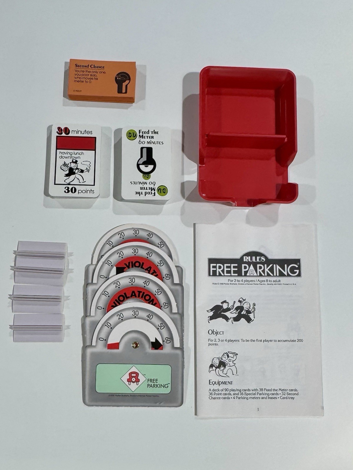 Parker Brothers Free Parking Feed the Meter Card Game Complete Vintage 1988