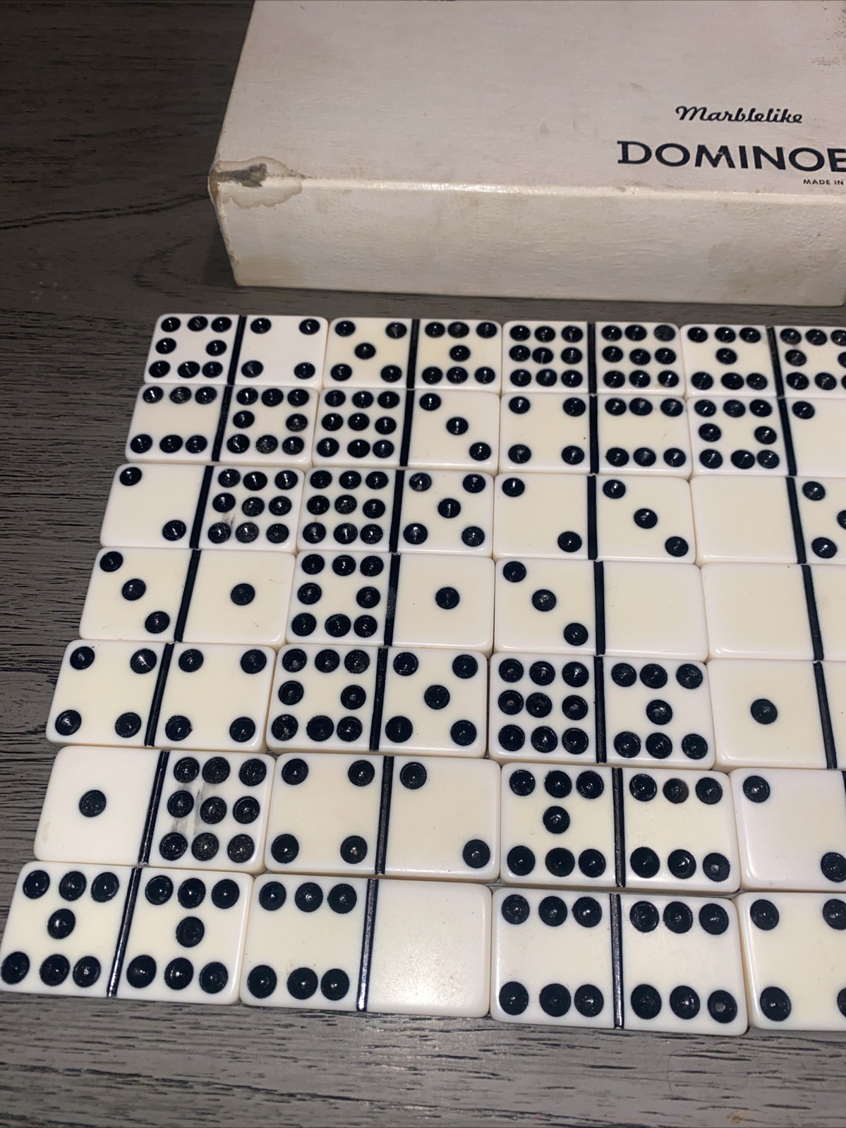 Vintage Puremco Standard Marblelike Dominos No Instructions Ivory 56 Tiles Read!