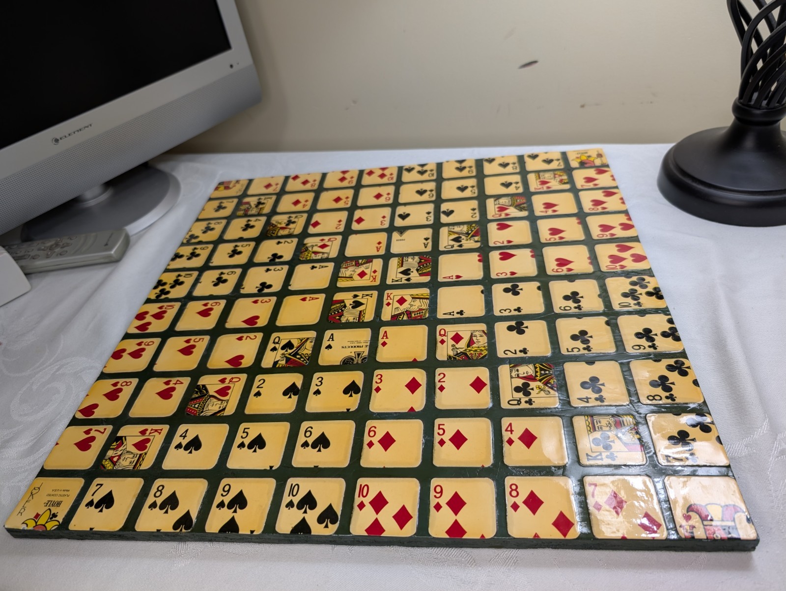 Vintage One-Eyed Jack Sequence Game Board – Handmade 18″ Square, Wood & Epoxy