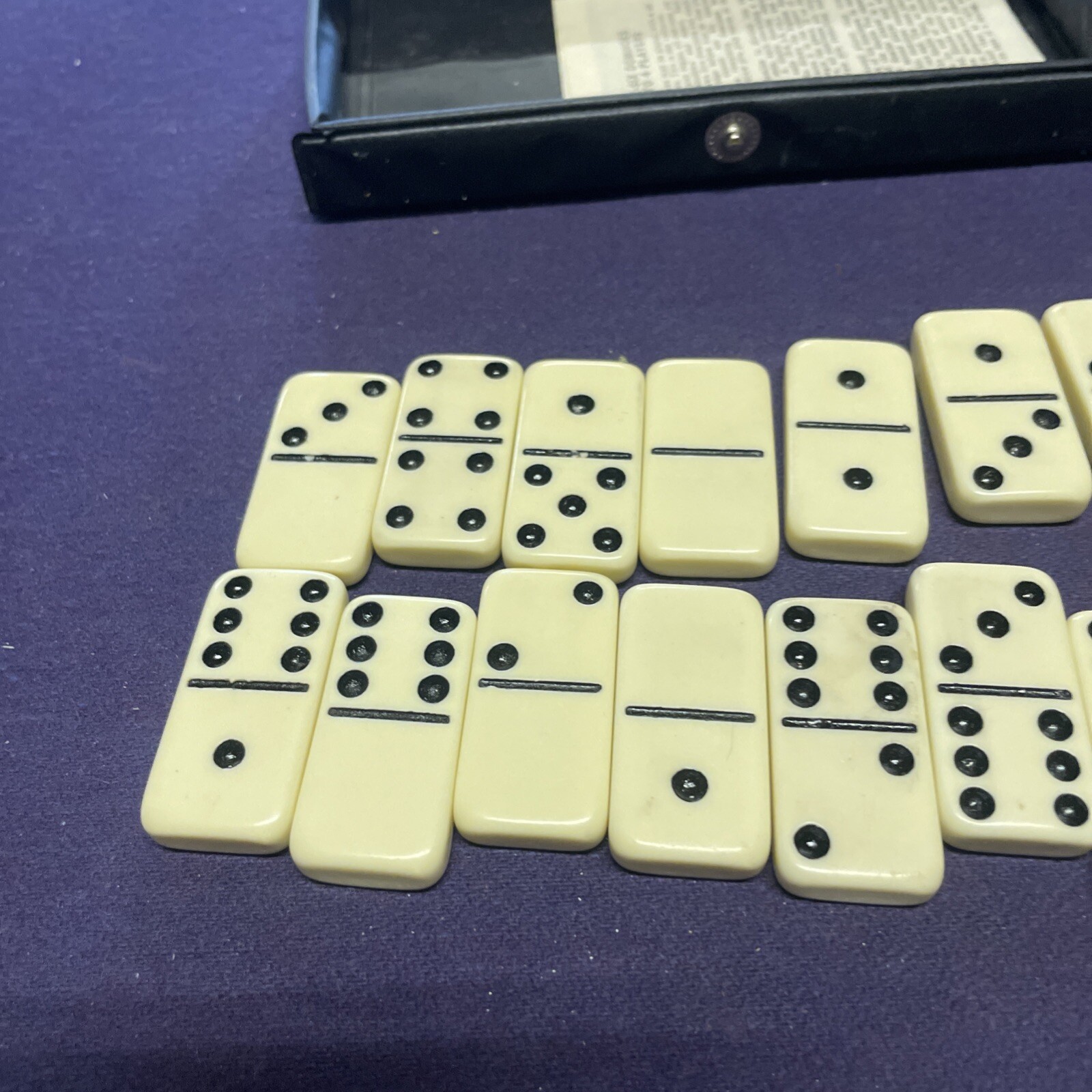 Dominoes Double 6 Six Standard Size Ivory Tile Set Of 28 Pcs Vinyl Case