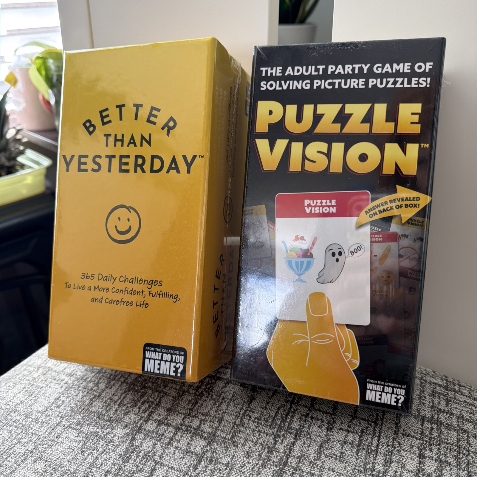 WHAT DO YOU MEME GAMES: Better Than Yesterday Challenge & Puzzle Vision SEALED!