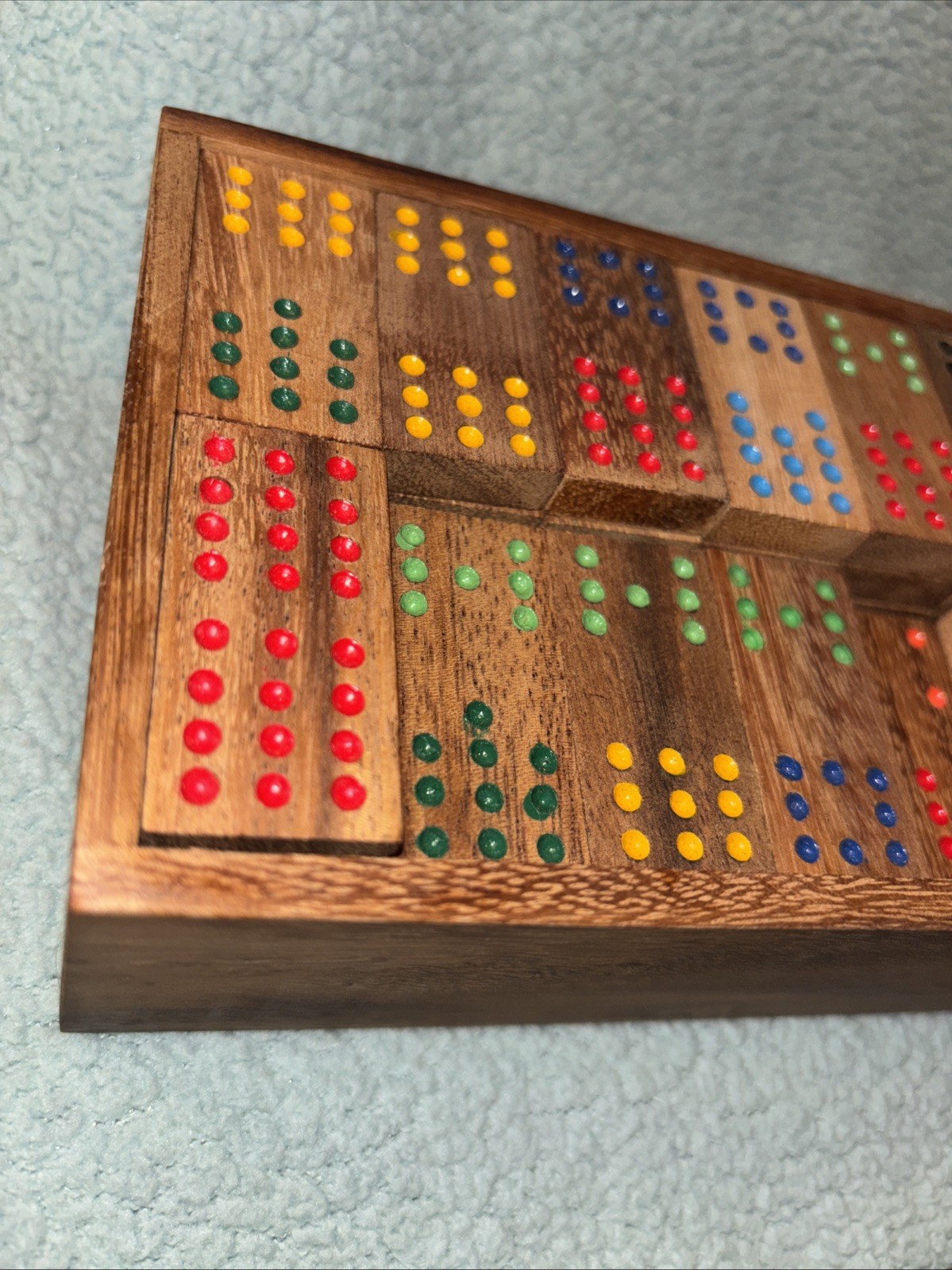 THAI ARTISAN WARAPORN KHAMSUK RAIN TREE WOOD Set 96 Dominos Dominoes Unique EF