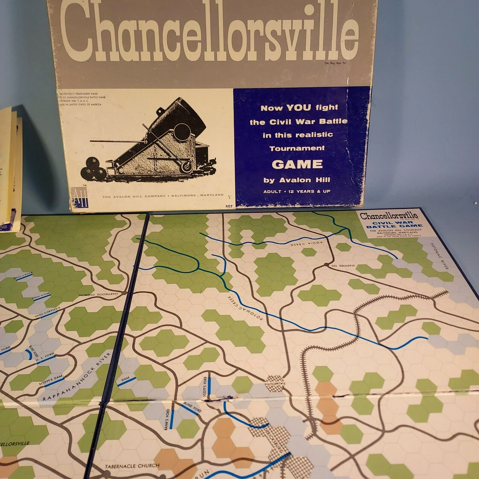 CHANCELLORSVILLE Civil War Battle Game Avalon Hill 1961 Excellent