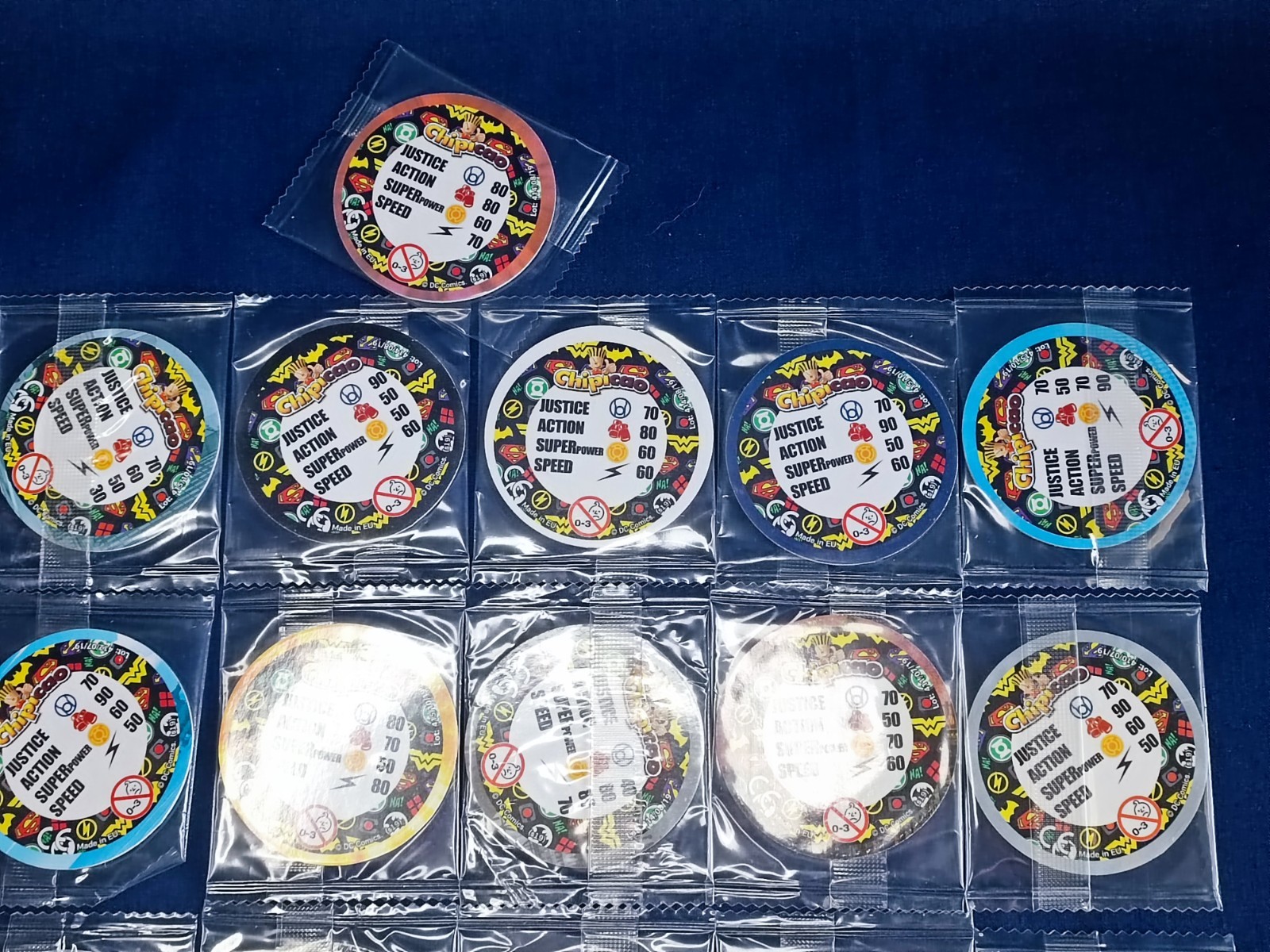 Lot of 25 DC Comics Justice League Pogs Tazos Caps – Chipicao Cardboard Sealed