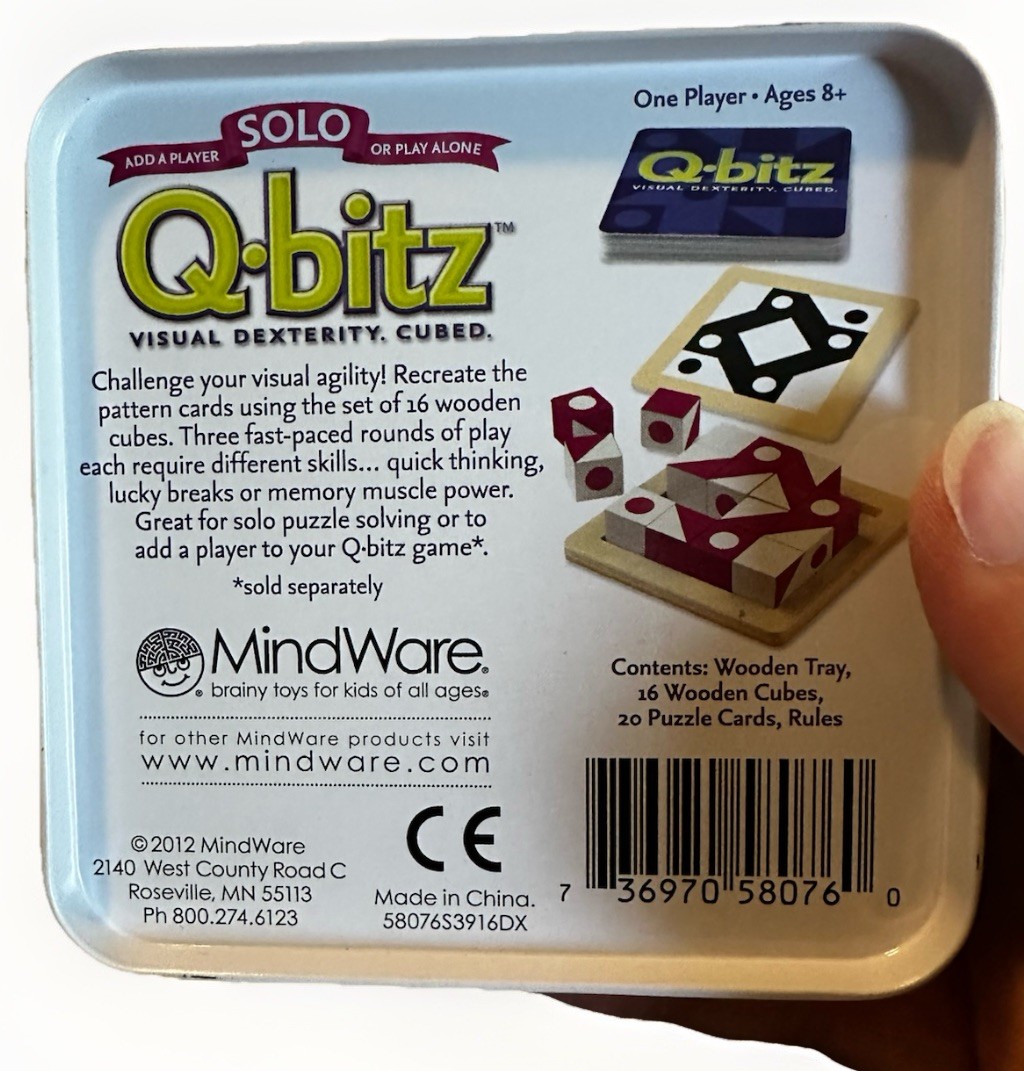 MindWare Q-bitz Solo Magenta Edition 2012 Complete Visual Puzzle Brain Game Tin
