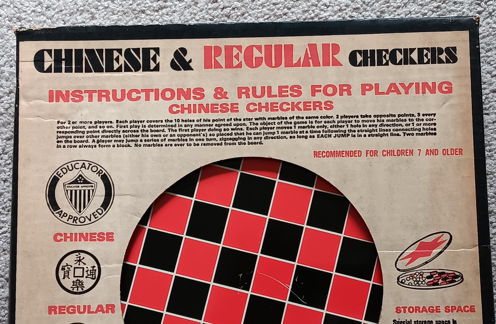 VINTAGE 1960s/70s Ohio Art CHINESE & REGULAR CHECKERS Game #537 Tin Board + BOX