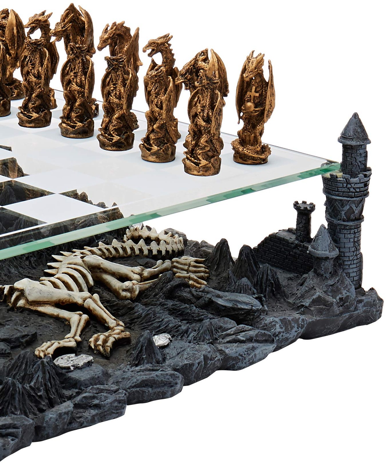 CHH Dragon Chess Set – 3D Fantasy Theme – Pewter Pieces – 2 Players
