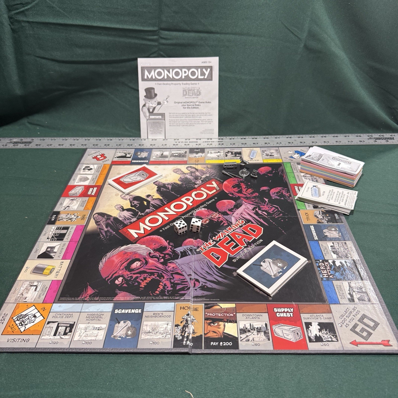 Monopoly The Walking Dead Survival Edition Board Game Complete USAopoly Zombie