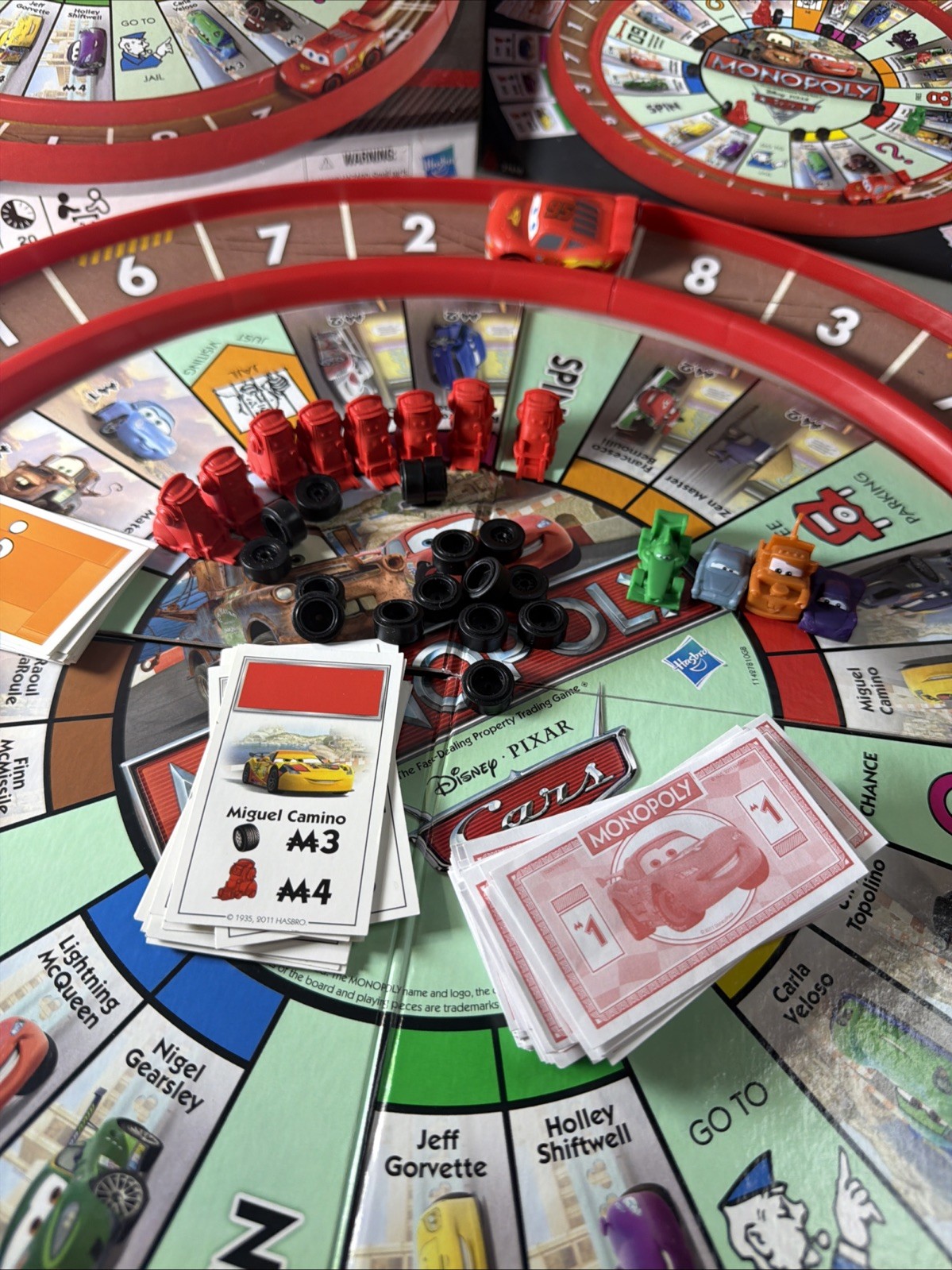 Disney Pixar Cars 2 Monopoly Game Lightning McQueen Racetrack Game COMPLETE