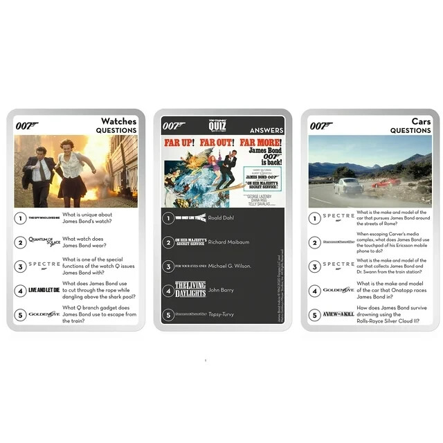 Top Trumps Quiz With A Twist 500 Questions James Bond/007 Family/Kids Game – NEW