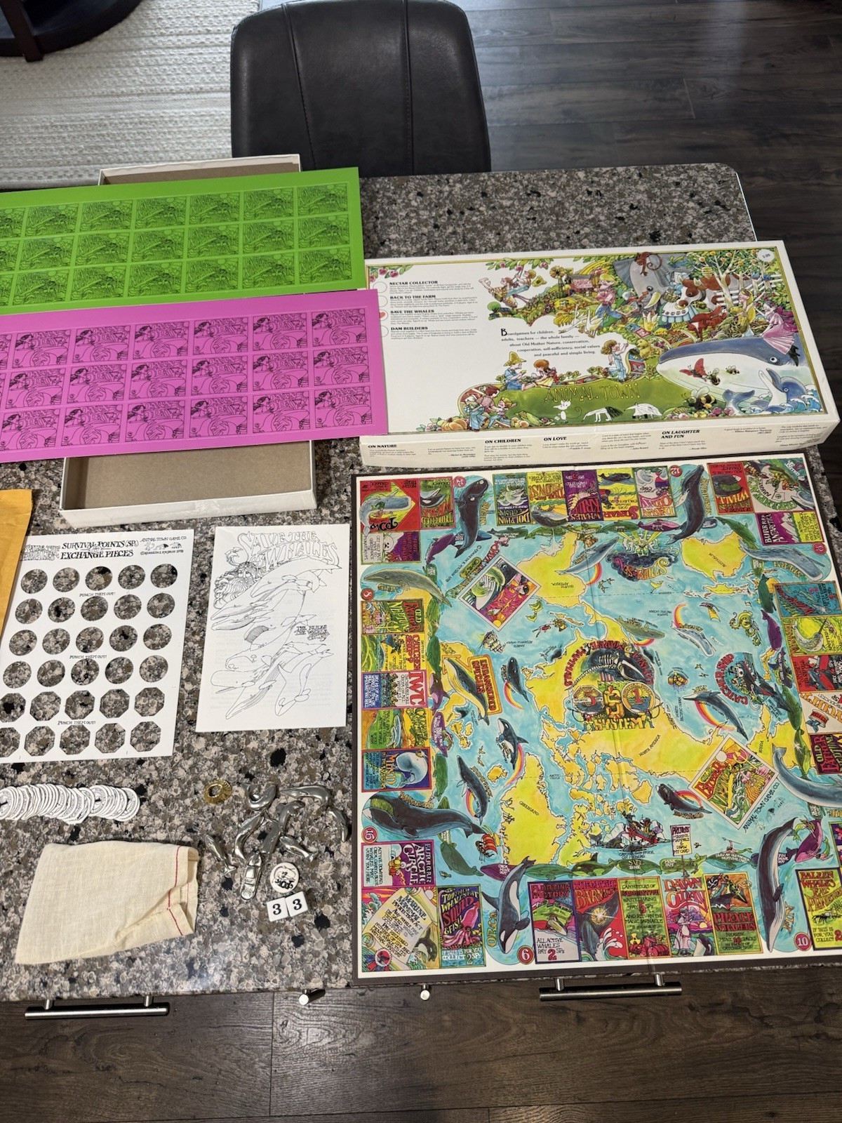 Animal Town: Save the Whales Board Game 1978 Hearth Song Inc. Vintage COMPLETE