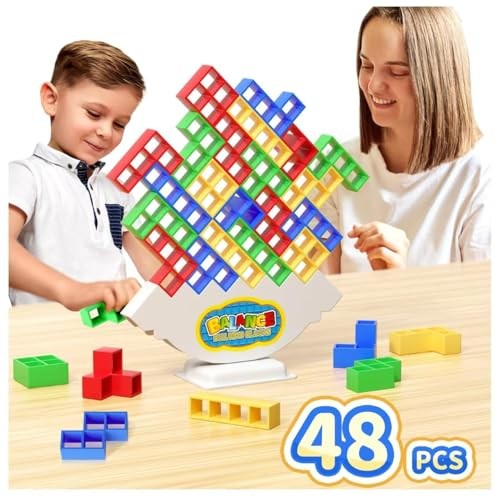 48 Pcs Balance Stacking Blocks Game Kids Family Party Board Toy Gift Set
