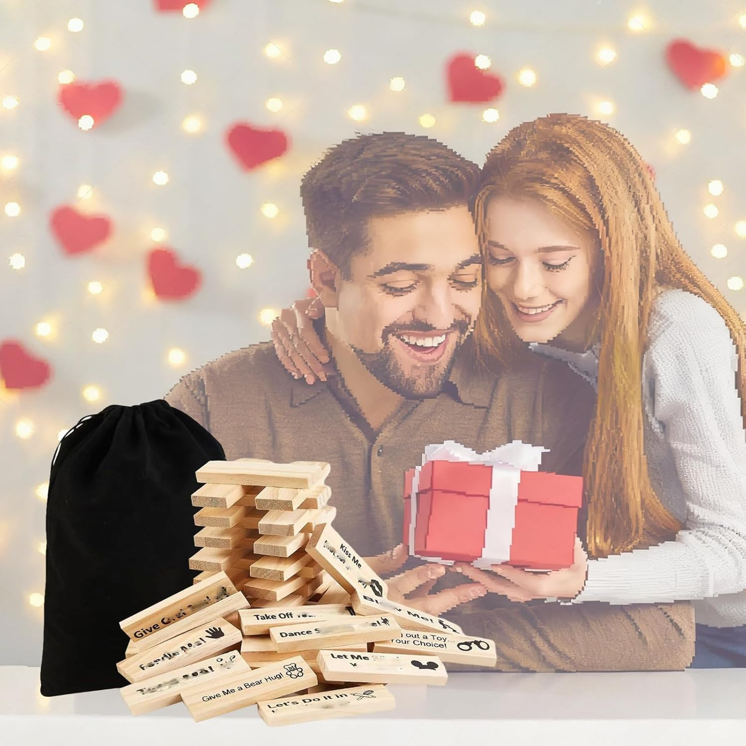 Lust Tower,48Pcs Super Naughty Block Tower Game,Fun Date Night Activities,Valent