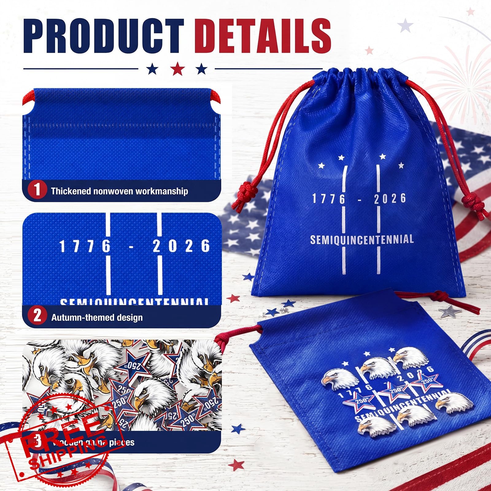 Sotiff 24 Sets 250th Anniversary USA Tic Tac Toe