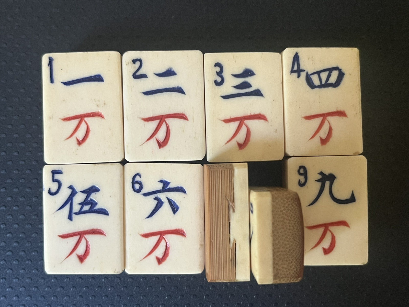 lot of 9 Vtg 1920s Mahjong Bone/Bamboo Replacement Tiles CRAK 1 2 3 4 5 6 7 8 9