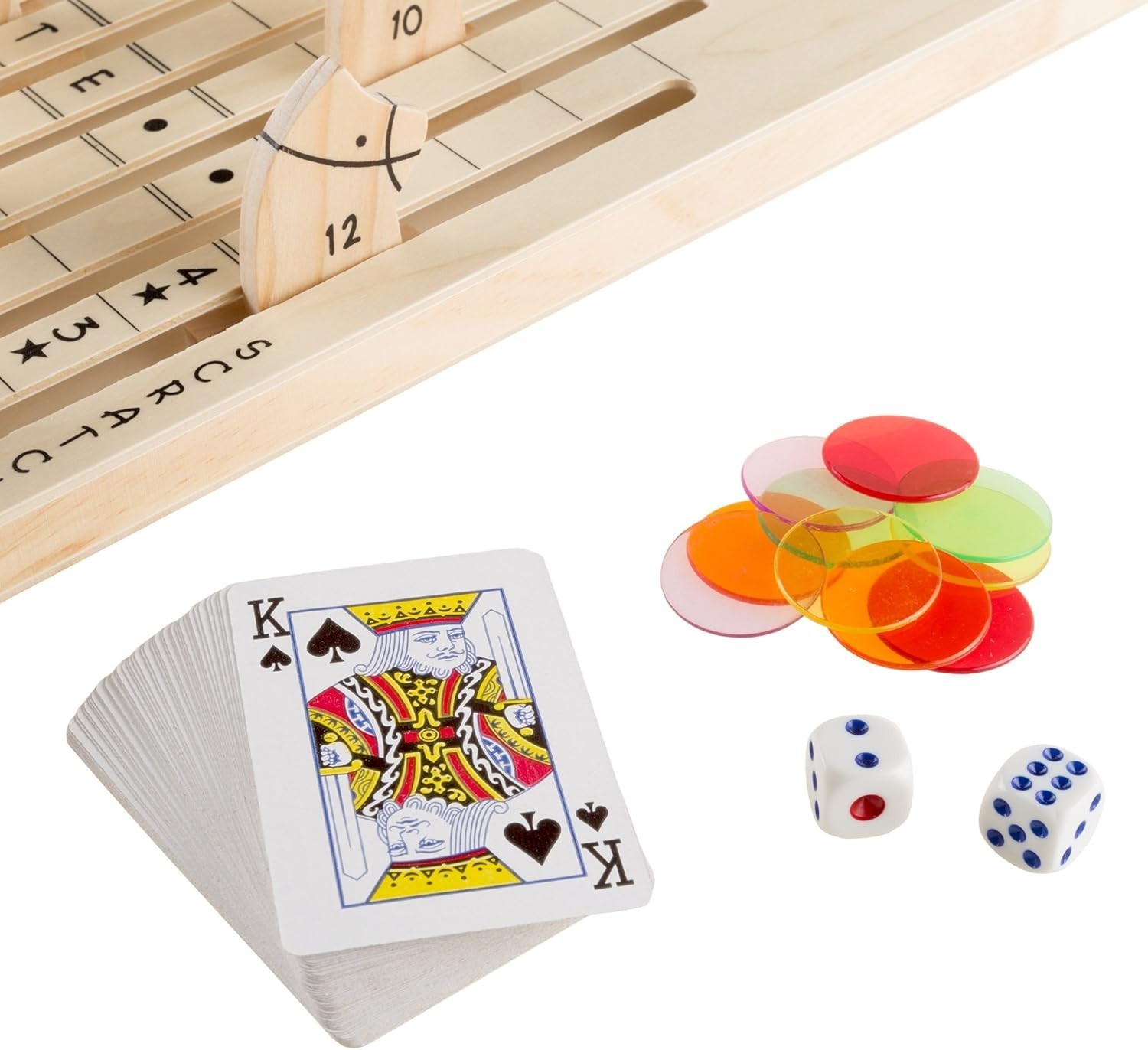 Multicolor Horse Racing Game with Cards, Dice & Chips – Perfect for Parties
