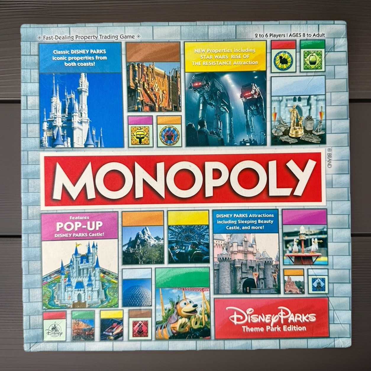 Disney Parks Theme Park Edition Monopoly Board Game Pop-Up Castle 2020 COMPLETE