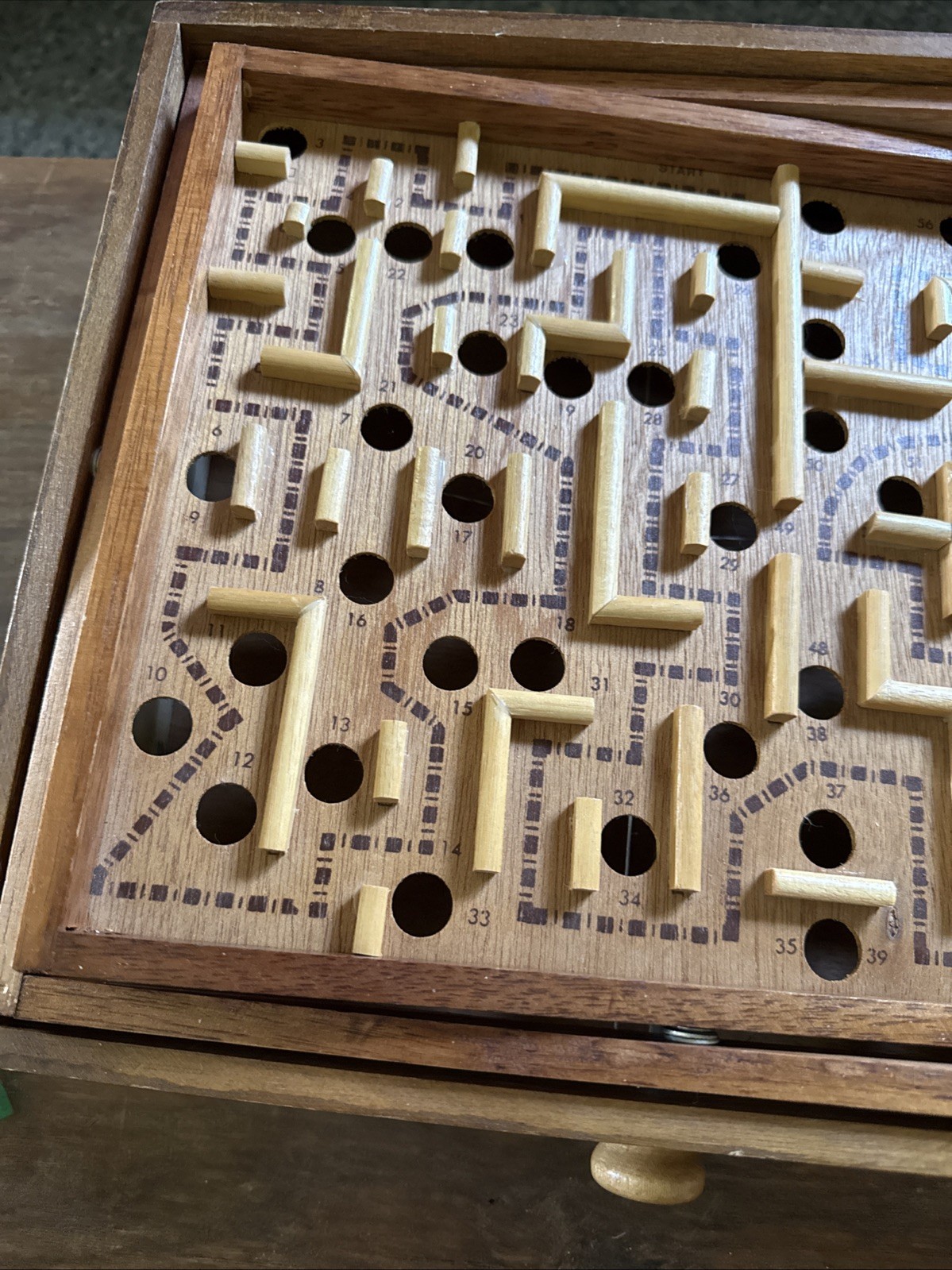 Vintage Labyrinth Wooden Tilting Maze Puzzle Game Marble Included! W/O Box