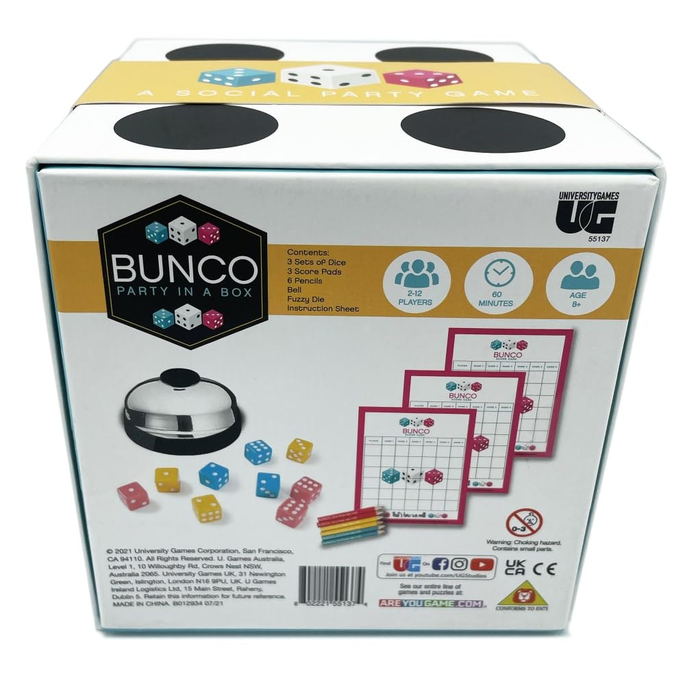 Bunco Party Game for Game Night Dice Rolling Fun for 2 to 12 Players