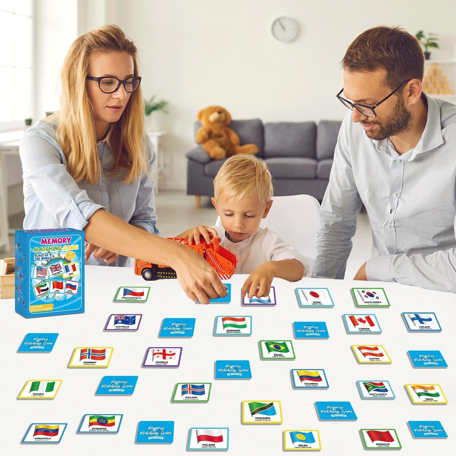 50 Pairs Memory Matching Game Flags of The World Concentration Memory Card fo…