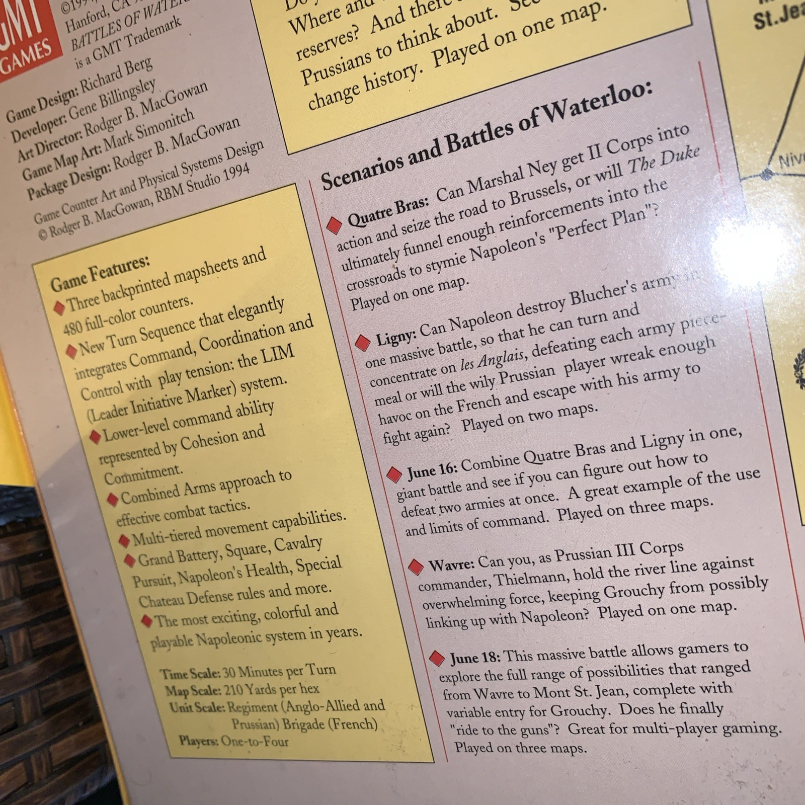 GMT 1994 – The Battles of WATERLOO game – June 16-18 1815 Napoleon UNPUNCHED