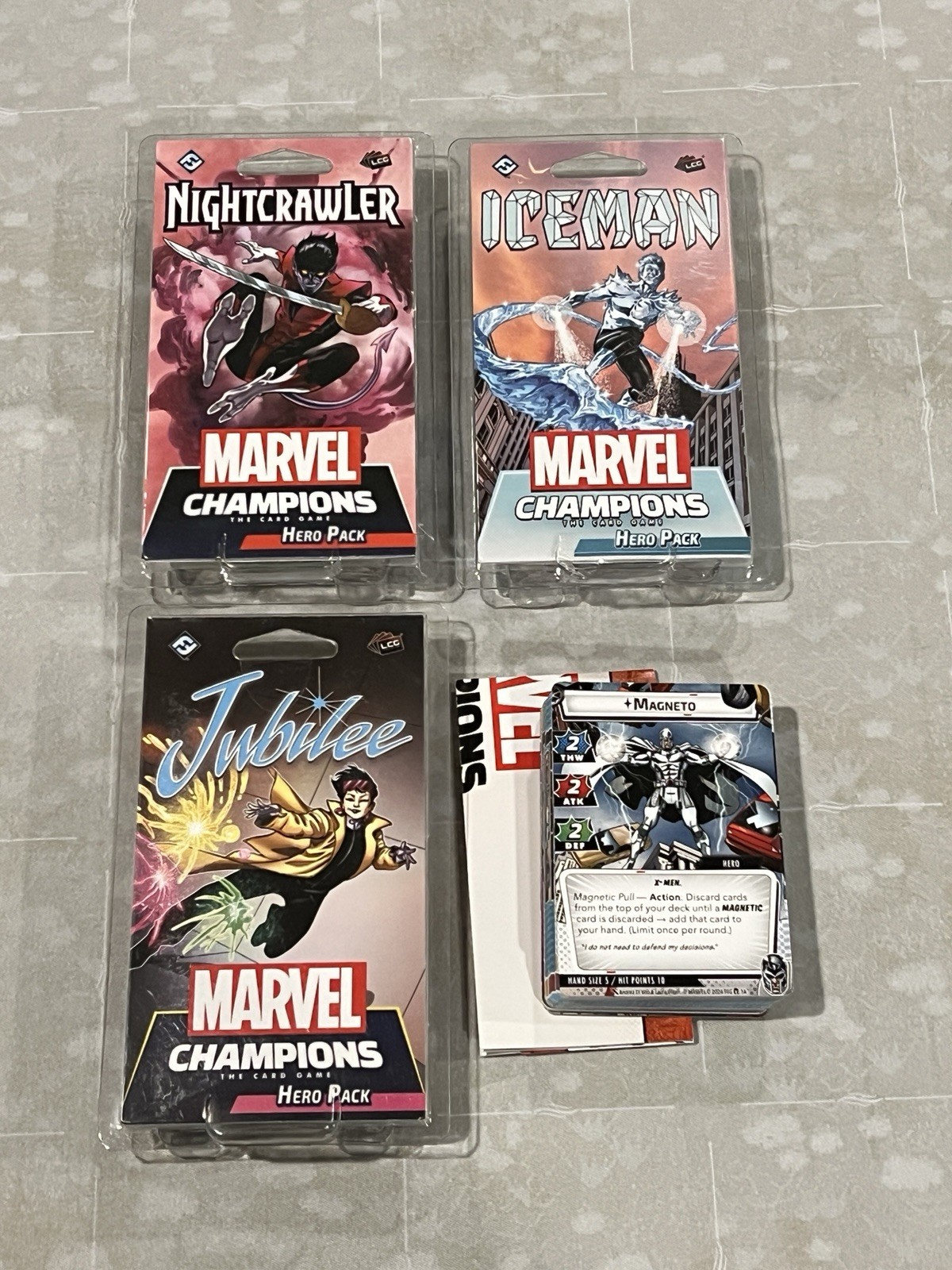 Marvel Champions LCG – Complete Wave 8 Jubilee Iceman Nightcrawler NIS + Magneto